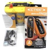 Komplettpaket 2, Optima Yellow Top YTS 4.2 55Ah, Ctek Multi XS 5.0, Polklemmenset rot/blau, Batteriehalter